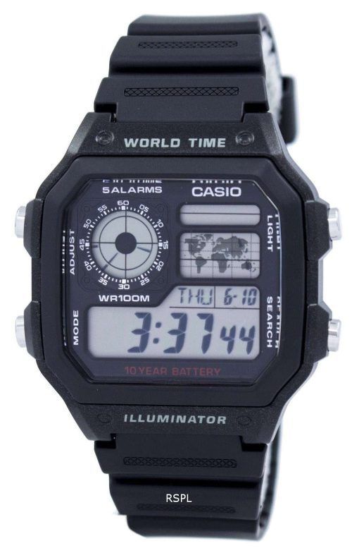 Casio Youth Illuminator World Time Alarm AE-1200WH-1AV AE1200WH-1AV Men's Watch