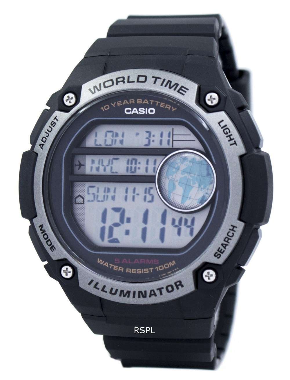 Casio Youth Illuminator World Time Digital AE-3000W-1AV AE3000W-1AV Men's Watch