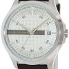 Armani Exchange Silver Dial Leather Strap AX2100 Mens Watch