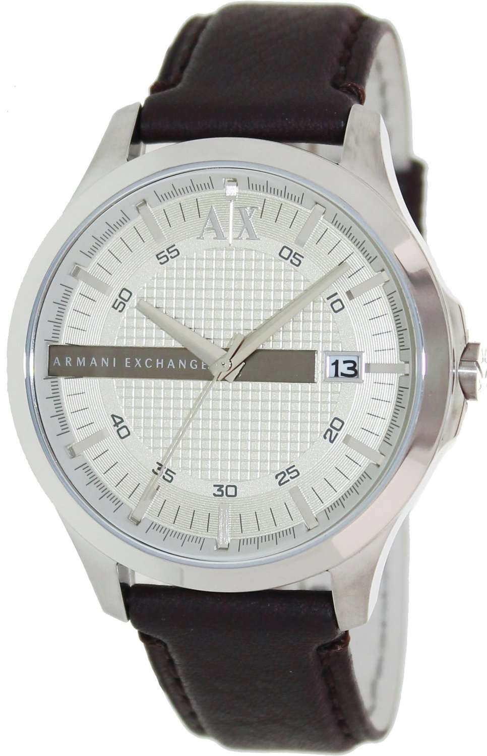 Armani Exchange Silver Dial Leather Strap AX2100 Mens Watch