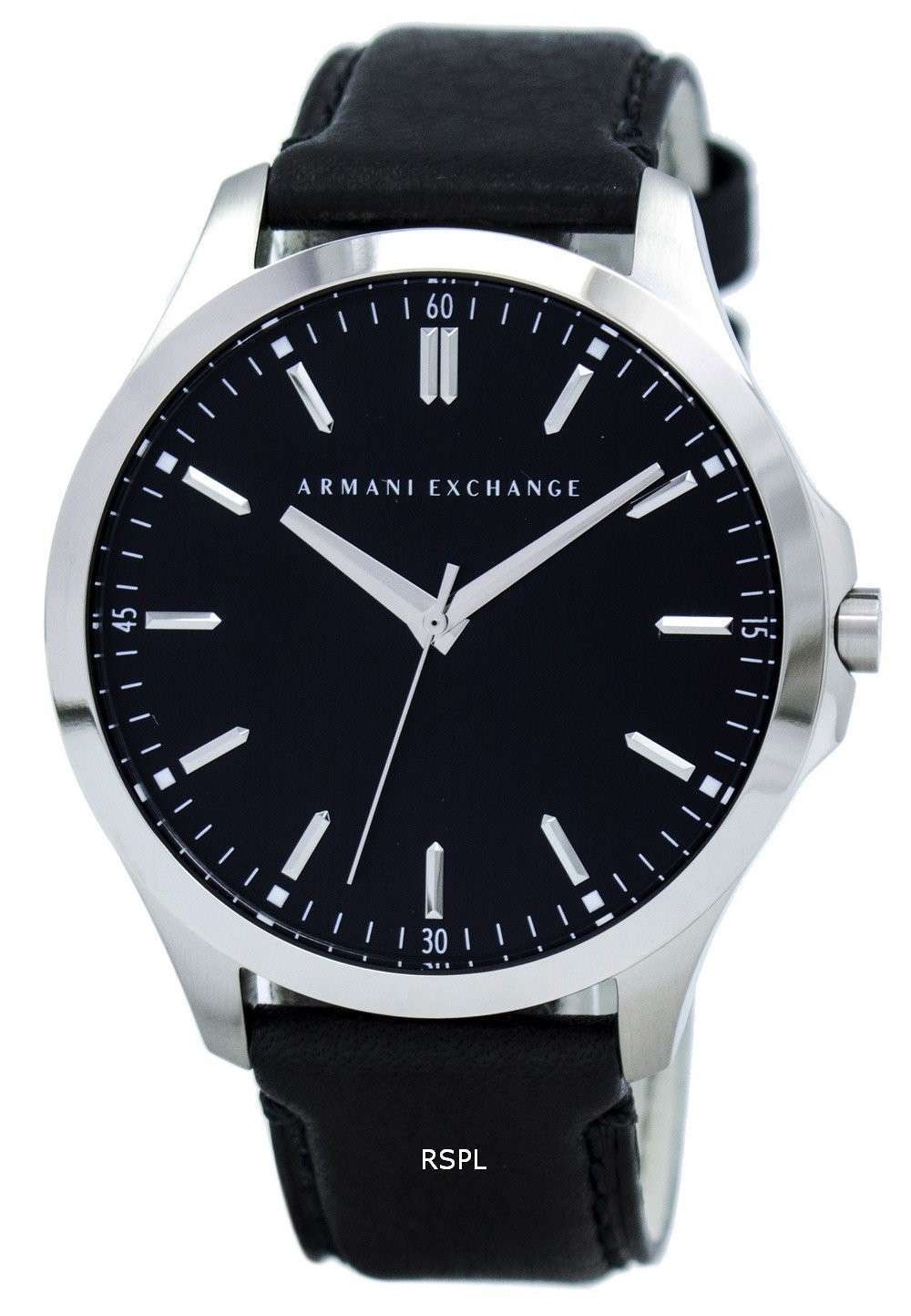 Armani Exchange Quartz Black Dial Black Leather Strap AX2149 Men's Watch