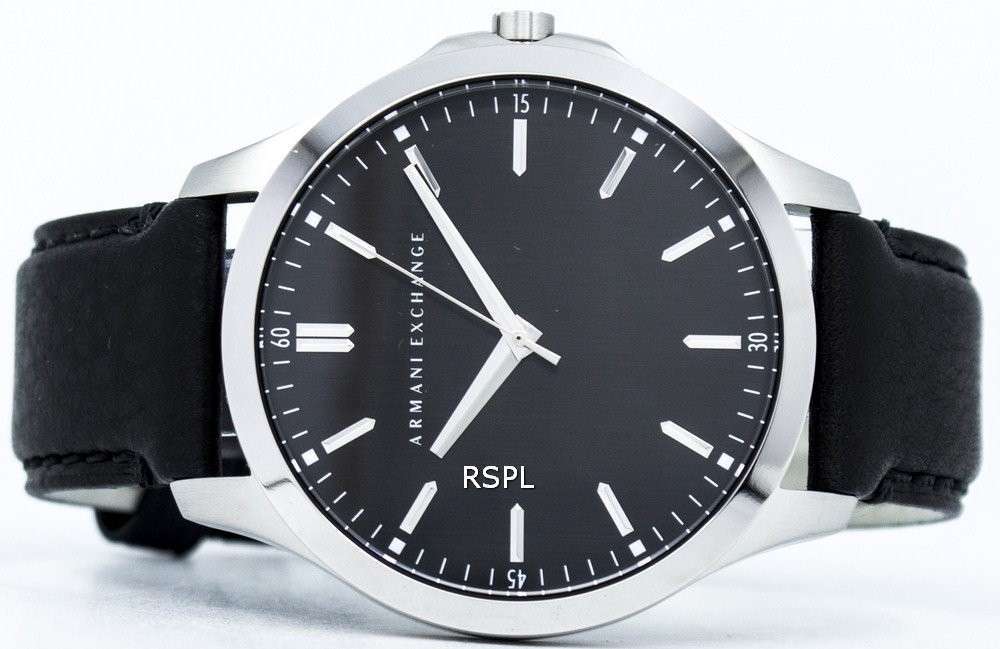 Armani Exchange Quartz Black Dial Black Leather Strap AX2149 Men's Watch