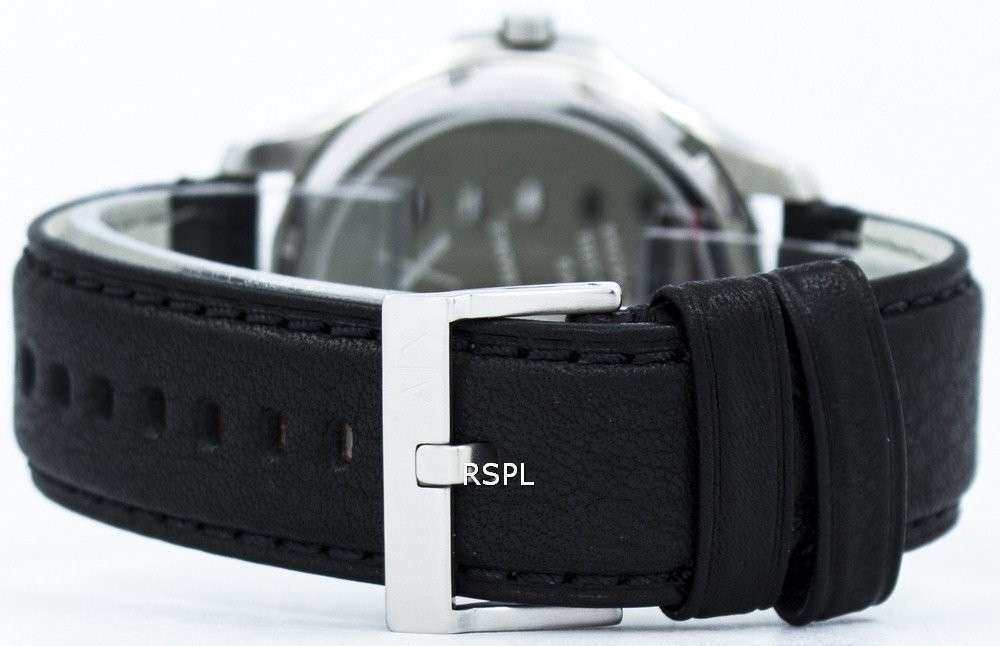 Armani Exchange Quartz Black Dial Black Leather Strap AX2149 Men's Watch