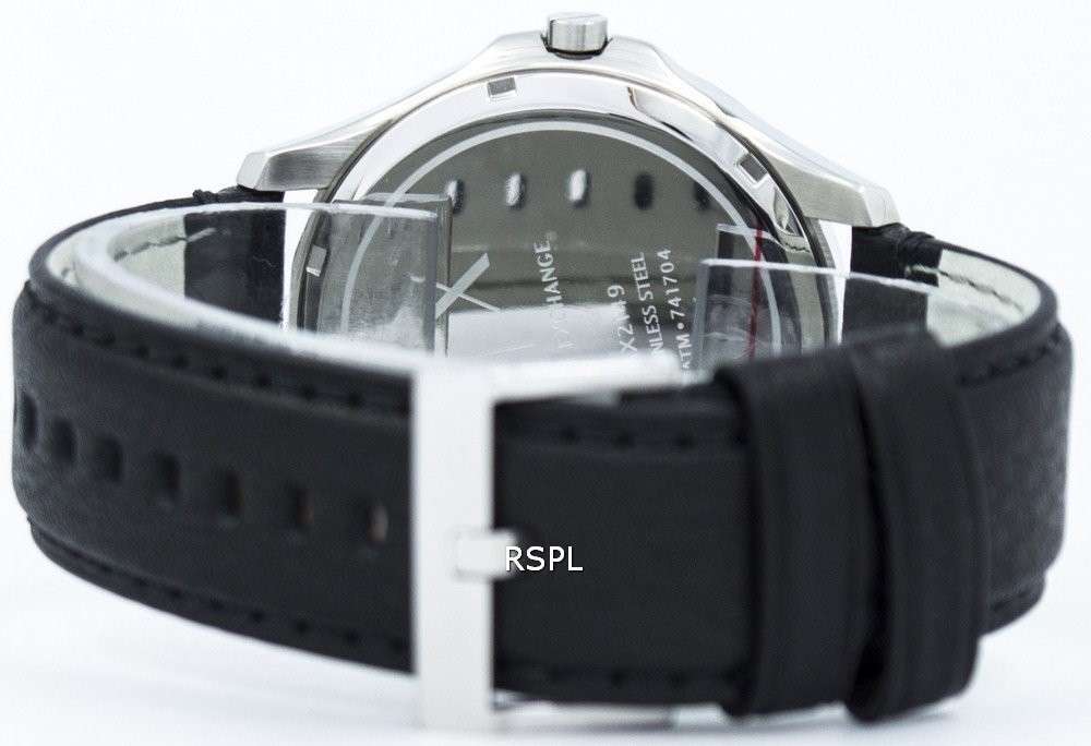 Armani Exchange Quartz Black Dial Black Leather Strap AX2149 Men's Watch
