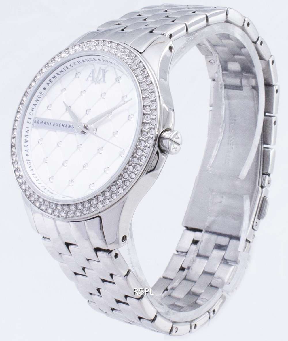 Armani Exchange Lady Hampton Silver Crystals Quilted Dial AX5215 Womens Watch