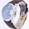 Diesel Mega Chief Quartz Blue Dial Brown Leather DZ1399 Mens Watch
