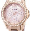 Fossil Riley Multifunction Crystal Rose Gold ES2811 Womens Watch