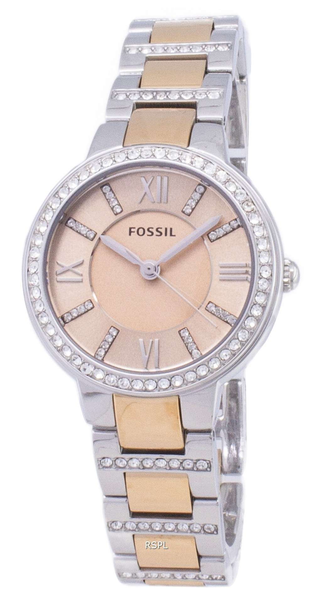 Fossil Virginia Rose Dial Crystal Two-tone ES3405 Womens Watch
