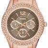 Fossil Stella Taupe Dial Crystals Multifunction Rose Gold-Tone ES3863 Womens Watch
