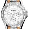Fossil Riley Multifunction Quartz Crystals Accents ES3889 Womens Watch