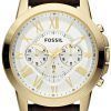 Fossil Grant Chronograph Brown Croco-Embossed Leather Strap FS4767 Mens Watch
