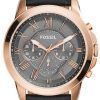 Fossil Grant Chronograph Grey Dial Black Leather FS5085 Mens Watch