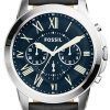 Fossil Grant Chronograph Blue Dial Black Leather FS5089 Mens Watch