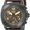 Fossil Modern Machine Chronograph Brown Dial Brown Leather FS5095 Mens Watch