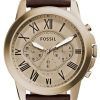 Fossil Grant Chronograph Gold-Tone Dial Brown Leather FS5107 Mens Watch