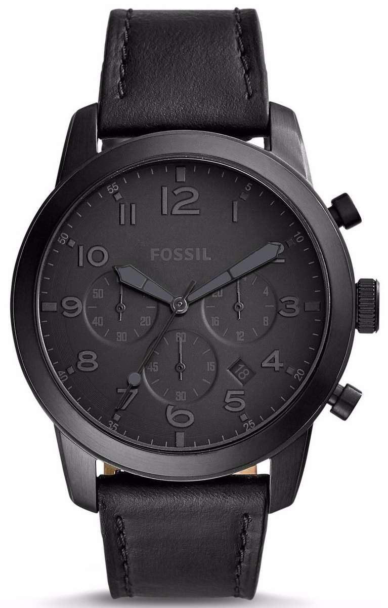 Fossil Pilot 54 Chronograph Quartz Black Leather Strap FS5157 Mens Watch