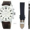 Fossil Pilot 54 Chronograph Leather And Nylon Box Set FS5182SET Mens Watch