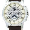 Fossil Grant Automatic White Skeleton Dial Brown Leather ME3027 Mens Watch