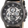 Fossil Grant Automatic Black Skeleton Dial Black Leather ME3028 Mens Watch