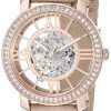 Fossil Curiosity Automatic Skeleton Crystals Dial Beige Leather ME3060 Womens Watch