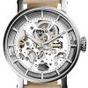 Fossil Original Boyfriend Automatic Skeleton Dial Beige Leather ME3069 Womens Watch