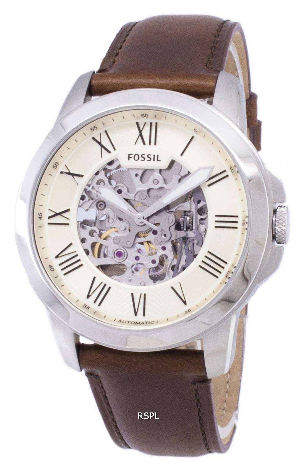 Fossil Grant Automatic Beige Skeleton Dial ME3099 Mens Watch