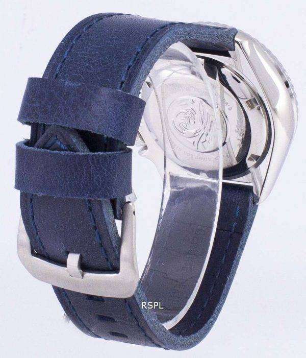 Seiko Automatic SKX007K1-LS13 Diver's 200M Dark Blue Leather Strap Men's Watch
