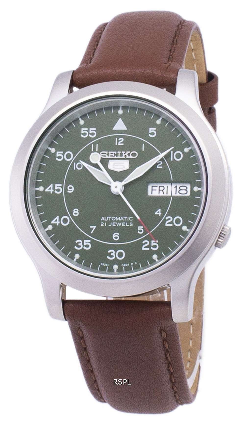 seiko 5 automatic 21 jewels leather strap