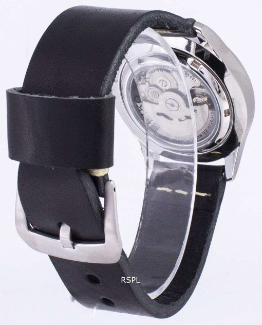 Seiko 5 Sports SNZG15J1-LS14 Japan Made Black Leather Strap Men's Watch