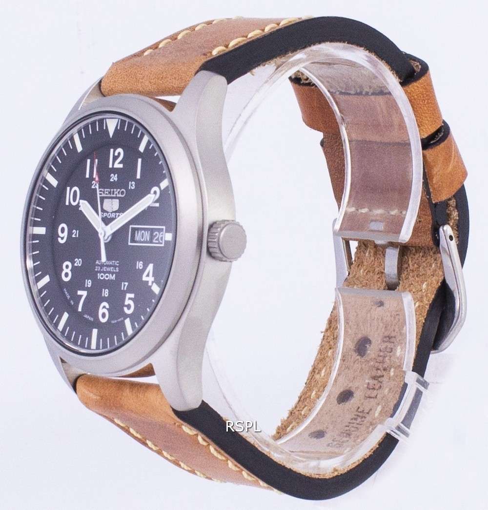 Seiko 5 Sports SNZG15J1-LS17 Automatic Japan Made Brown Leather Strap Men's  Watch - Zetamarket
