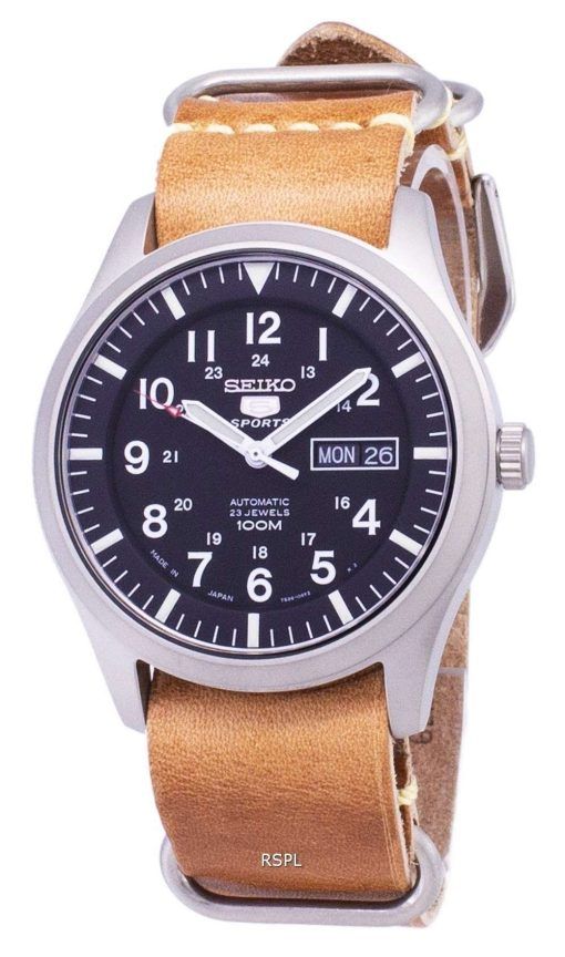 Seiko 5 Sports SNZG15J1-LS18 Automatic Japan Made Brown Leather Strap Men's Watch