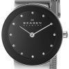 Skagen Freja Black Dial Swarovski Stainless Steel Mesh Bracelet 358SSSBD Womens Watch