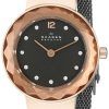 Skagen Leonora Black Mother of Pearl Dial Charcoal IP 456SRM Womens Watch