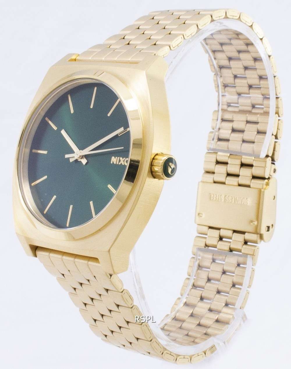 Nixon Time Teller Gold Tone Green Sunray A045-1919-00 Mens Watch