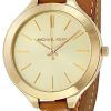 Michael Kors Runway Champagne Dial Tan Leather MK2256 Womens Watch