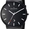 Skagen Ancher Black Dial Black PVD Mesh Bracelet SKW6053 Mens Watch