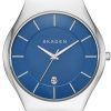 Skagen Grenen Quartz Blue Dial Leather Strap SKW6160 Mens Watch