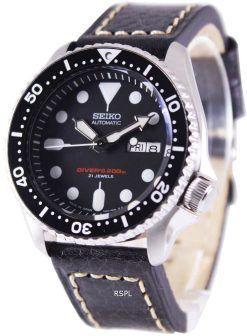 Seiko Automatic Diver's Ratio Black Leather SKX007J1-LS2 200M Men's Watch