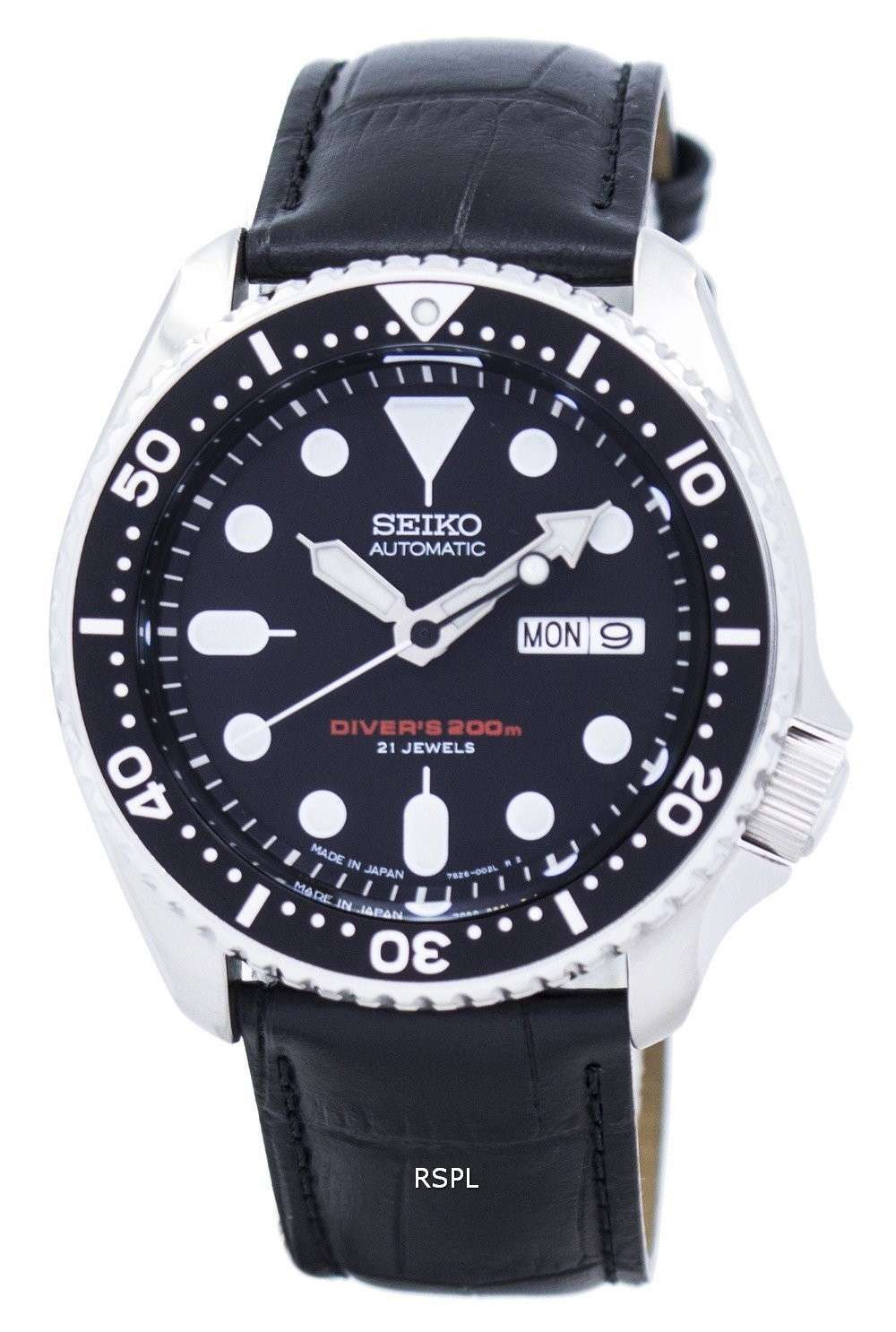 Seiko Automatic Diver's Ratio Black Leather SKX007J1-LS6 200M Men's Watch