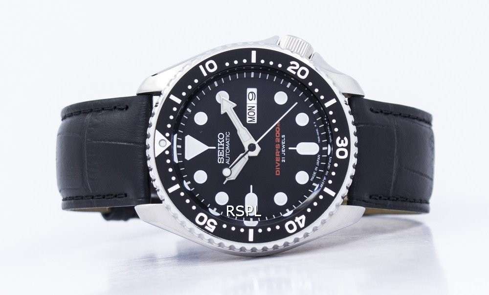 Seiko Automatic Diver's Ratio Black Leather SKX007J1-LS6 200M Men's Watch
