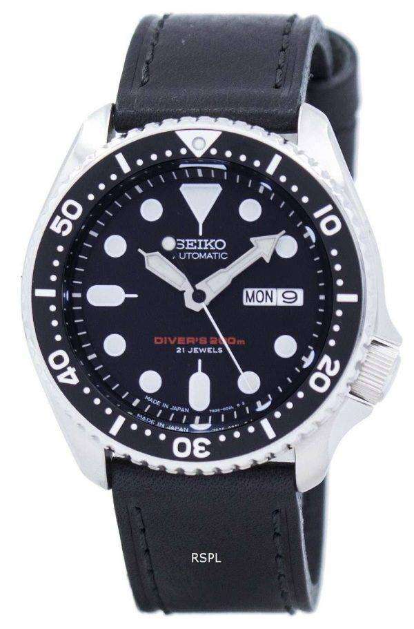 Seiko Automatic Diver's Ratio Black Leather SKX007J1-LS8 200M Men's Watch