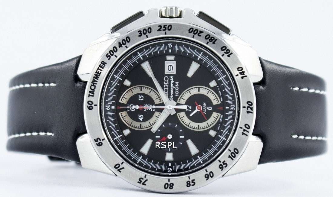 Seiko Quartz Chronograph Alarm SNAB11 SNAB11P1 SNAB11P Men's Watch