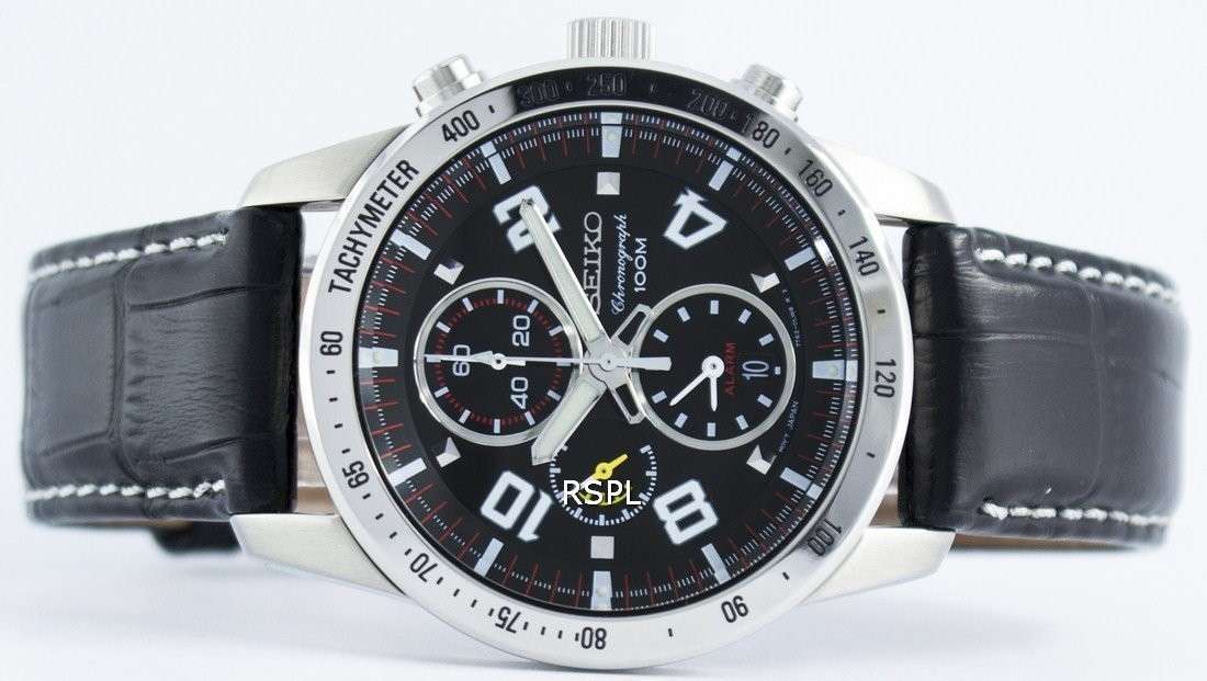 Seiko Quartz Alarm Chronograph Tachymeter SNAC13 SNAC13P1 SNAC13P Men's Watch