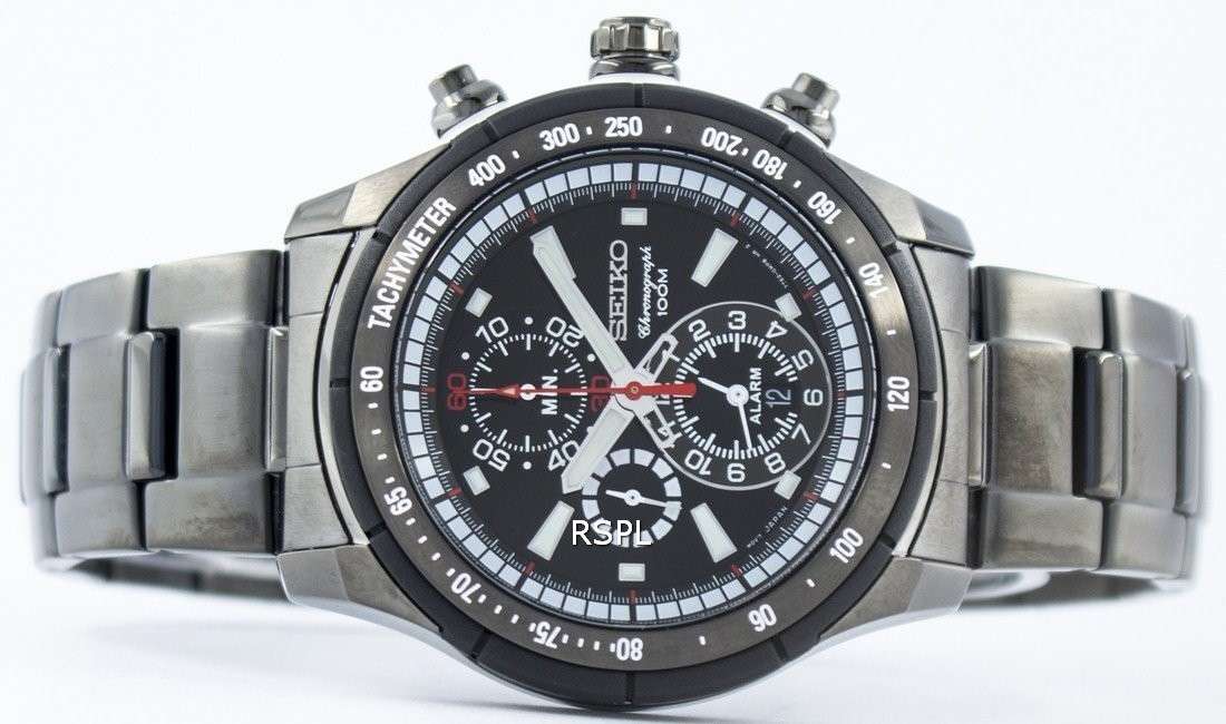 Seiko Quartz Alarm Chronograph Tachymeter SNAC91 SNAC91P1 SNAC91P Men's Watch