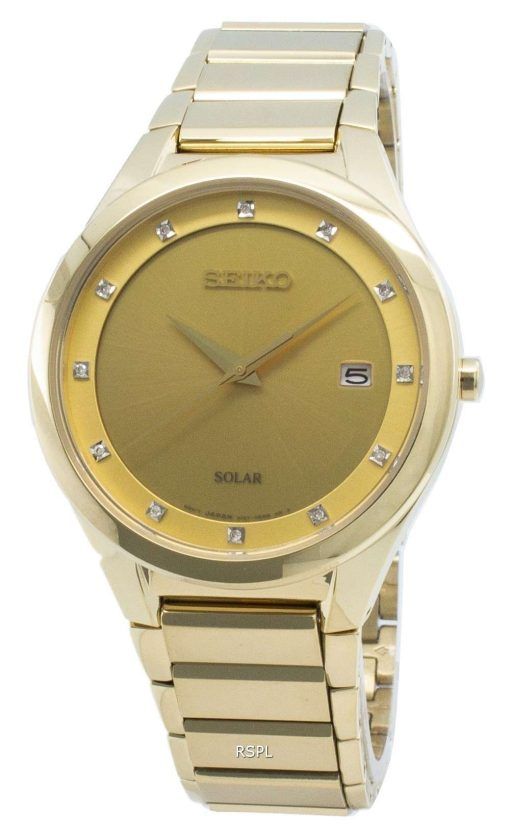 Seiko Solar SNE384 SNE384P9 SNE384P Diamond Accents Men's Watch