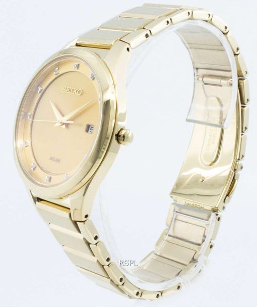 Seiko Solar SNE384 SNE384P9 SNE384P Diamond Accents Men's Watch