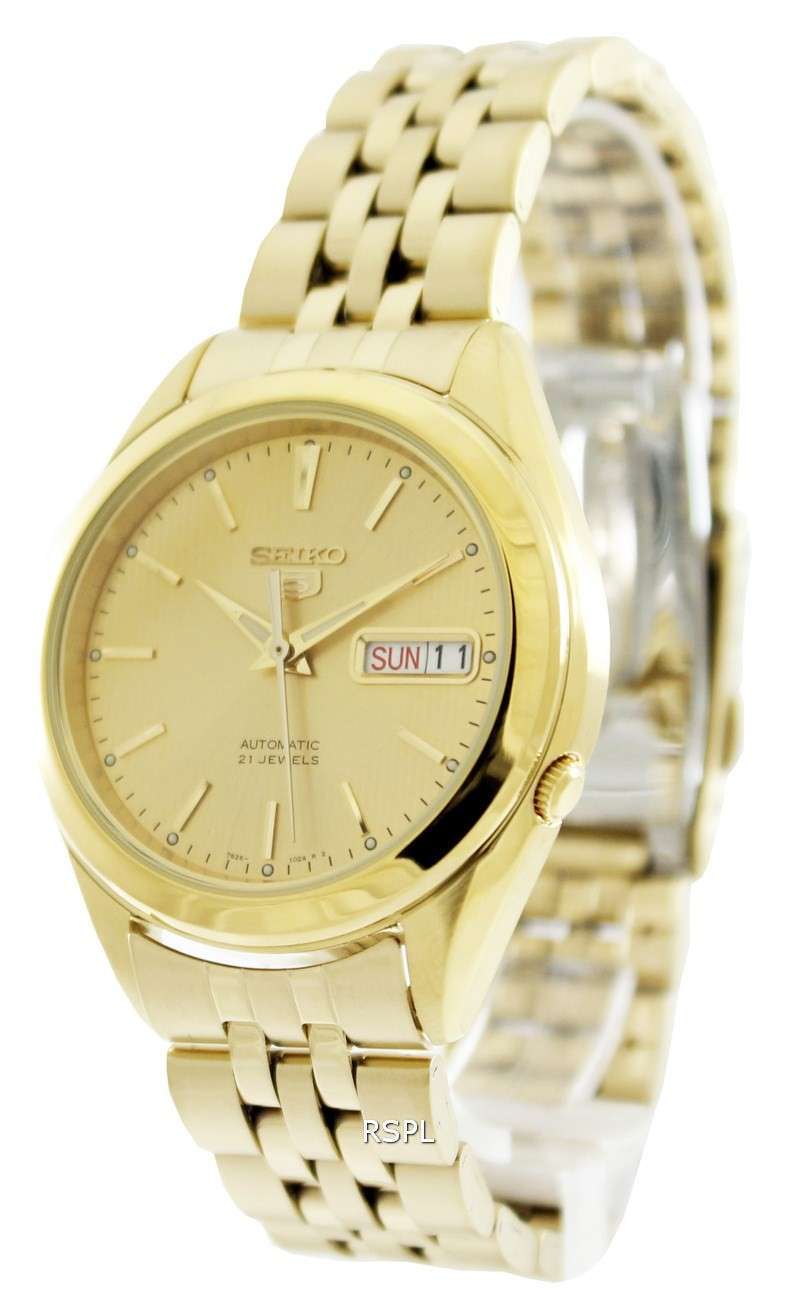seiko 5 gold automatic 21 jewels