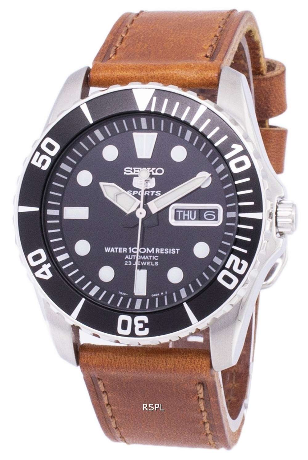 Spille computerspil gennembore Blive skør Seiko 5 Sports Automatic Ratio Brown Leather SNZF17K1-var-LS9 Men's Watch -  Zetamarket