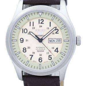 Seiko 5 Sports Military Automatic Japan Made Ratio Dark Brown Leather SNZG07J1-LS11 Men's Watch