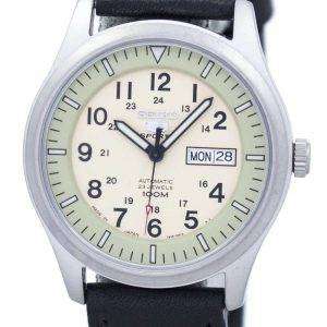 Seiko 5 Sports Military Automatic Japan Made Ratio Black Leather SNZG07J1-LS8 Men's Watch